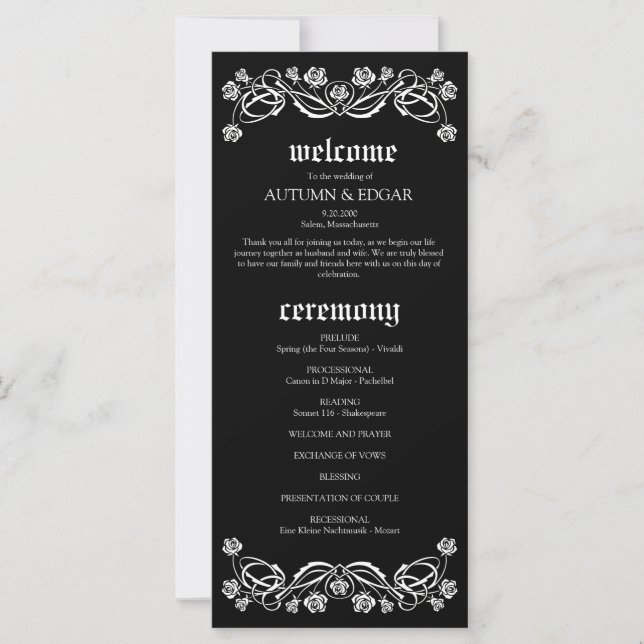 Gothic Roses Wedding Program (Front)