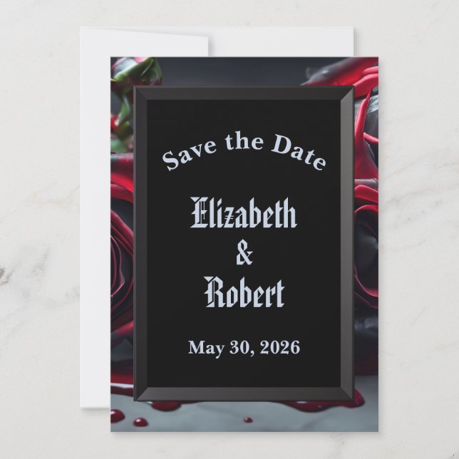 Gothic Roses Wedding Save The Date (Front)