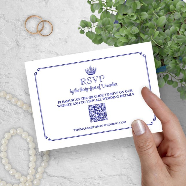 Gothic Royal Crown Mediaeval & Fantasy QR Code RSV RSVP Card (Creator Uploaded)