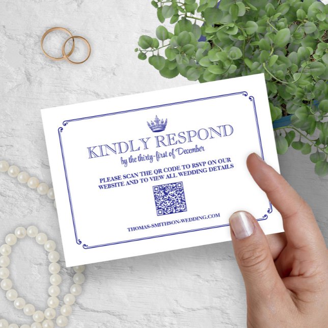 Gothic Royal Crown Medieval & Fantasy QR Code RSVP Card (Creator Uploaded)