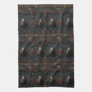 Gothic Ruby Candle Tapestry Tea Towel
