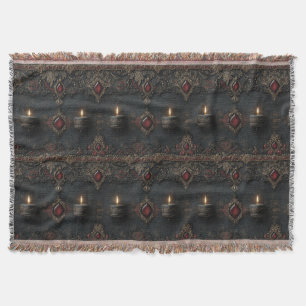 Gothic Ruby Candle Tapestry Throw Blanket