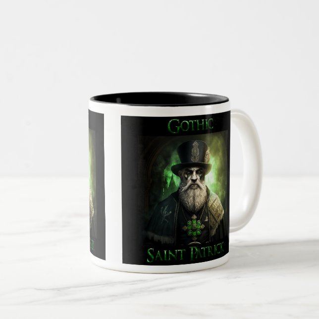 Gothic Saint Patrick Two-Tone Mug, 11 oz  Coffee Mug (Front Right)