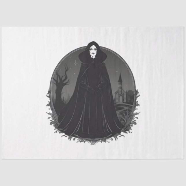 Gothic Salem Witch at Midnight Tissue Paper (Front)