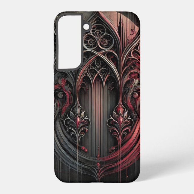 Gothic Samsung Case – Black & Red Elegance (Back)
