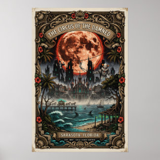 Gothic Sarasota, FL Art | Vintage Horror Travel Poster