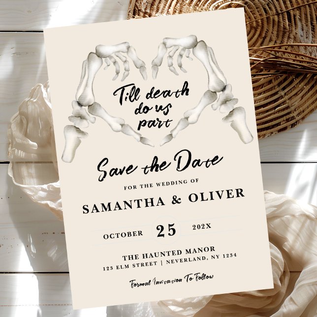 Gothic Save The Date Beige Cream Heart Wedding (Creator Uploaded)