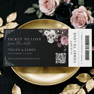 Gothic Save the Date Boarding Pass WeddingTicket Invitation