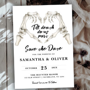 Gothic Save The Date Minimal Wedding SkeletonHeart