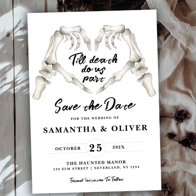 Gothic Save The Date Minimal Wedding SkeletonHeart (Creator Uploaded)