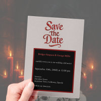 Gothic Save the Date – transparant red Metallic 