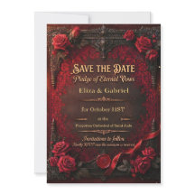 Gothic Save the Date with Red Rose and Wax Seal