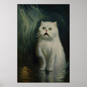 Gothic Scared Cat Art Print Victorian Vampire