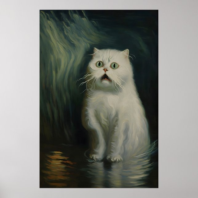 Gothic Scared Cat Art Print Victorian Vampire (Front)