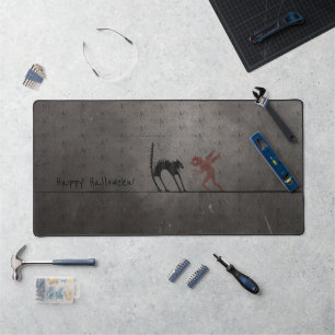 Gothic Scary Monster Black Cat Halloween Office Desk Mat