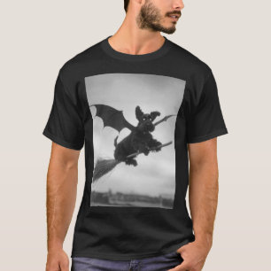 Gothic Schnauzer Witch Broom Bat Wings Spooky T-Shirt
