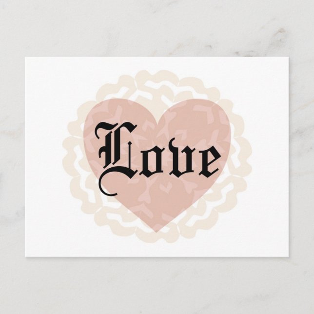 Gothic Script Love with Heart Postcard (Front)