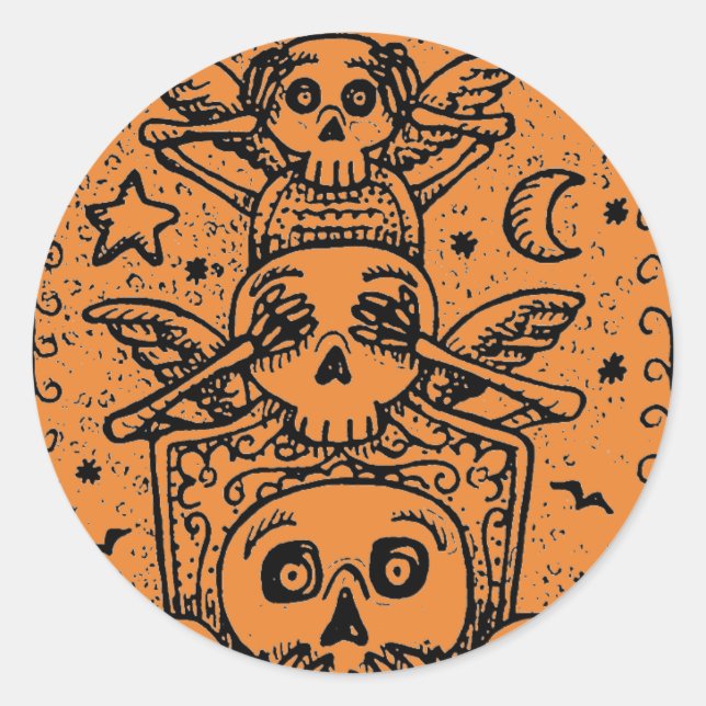 GOTHIC SEE NO EVIL, CEMETERY SKELETON STICKERS Fun (Front)