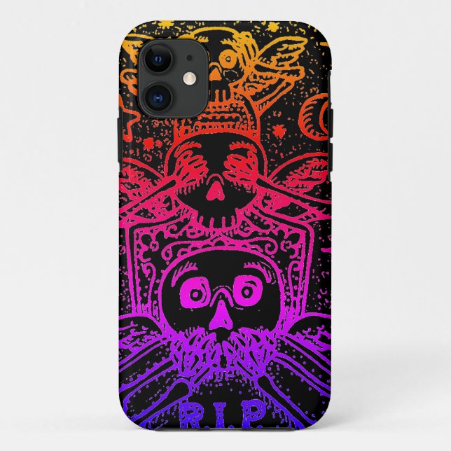 GOTHIC SEE NO EVIL, CEMETERY SKULLS PHONE CASE (Back)