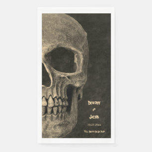 Gothic Sepia Half Skull Head Vintage Hallowedding Napkin