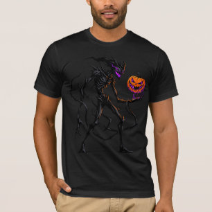 Gothic Shadow Monster holding Jack o Lantern Tee