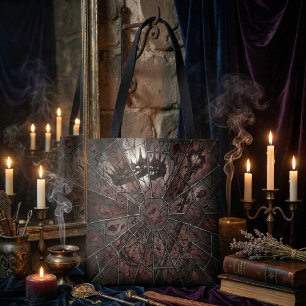 Gothic Shattered Stained Glass Dark Fantasy Tote Bag