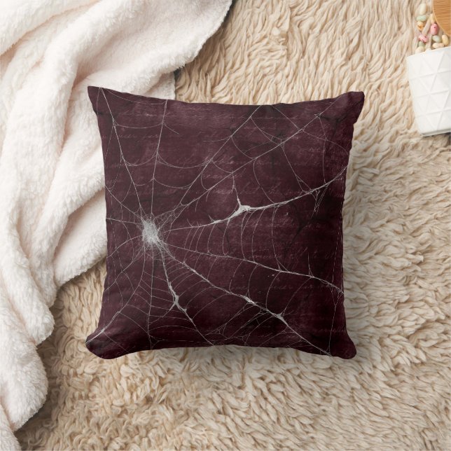 Gothic Silver Web Distressed  Cushion (Blanket)