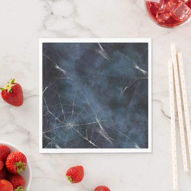 Gothic Silver Web Distressed  Napkin (Insitu)