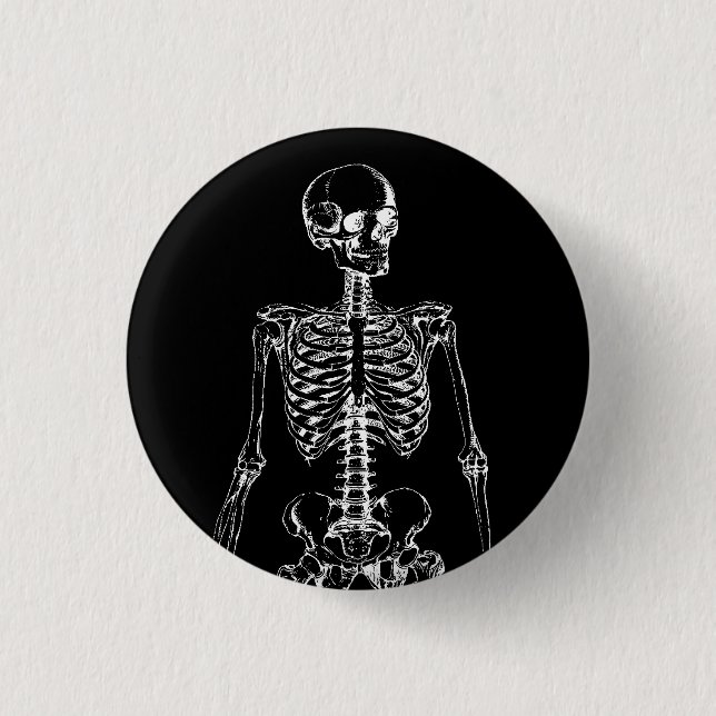 GOTHIC SKELETON 3 CM ROUND BADGE (Front)