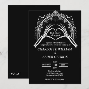 Gothic Skeleton Arch Halloween Wedding Invitation