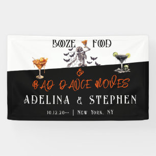 Gothic Skeleton Booze Food Wedding Photo Backdrop Banner