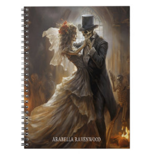 Gothic Skeleton Bride Groom Halloween Horror Notebook