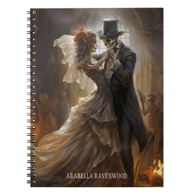 Gothic Skeleton Bride Groom Halloween Horror Notebook (Front)