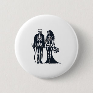 Gothic Skeleton Bride & Groom – Till Death Do Us P 6 Cm Round Badge