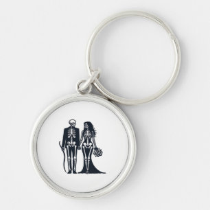 Gothic Skeleton Bride & Groom – Till Death Do Us P Key Ring