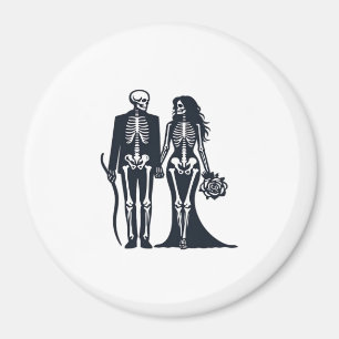 Gothic Skeleton Bride & Groom – Till Death Do Us P Magnet