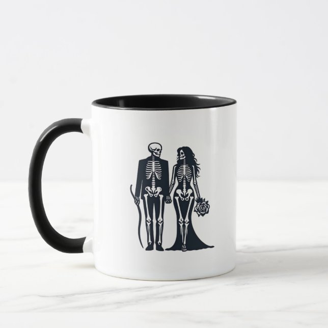 Gothic Skeleton Bride & Groom – Till Death Do Us P Mug (Left)