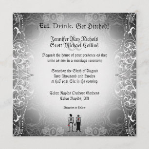 Gothic Skeleton Bride & Groom Wedding Invitations