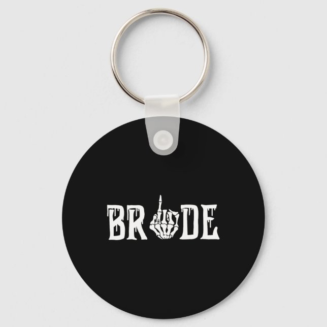 Gothic Skeleton Bride Wedding Just Married Spooky  Key Ring (Front)