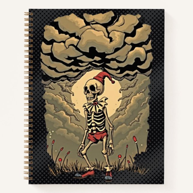 Gothic Skeleton Clown Spiral Notebook (Front)