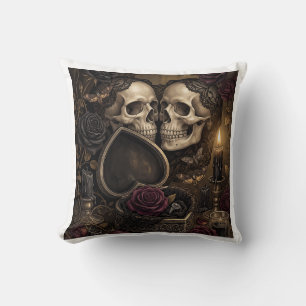 Gothic Skeleton Couple Dark Romance Victorian Rose Cushion
