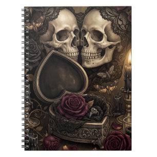 Gothic Skeleton Couple Dark Romance Victorian Rose Notebook