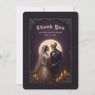 Gothic Skeleton Couple Elegant Wedding Thank You Card
