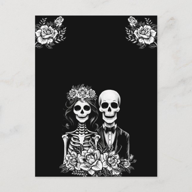 Gothic skeleton couple floral wedding Postcard (Front)