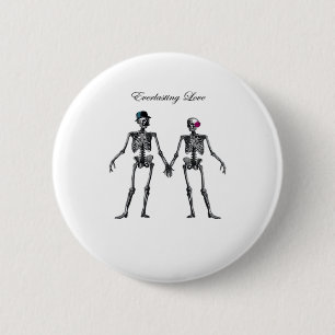 Gothic Skeleton Couple (Old Pink) Classic 6 Cm Round Badge