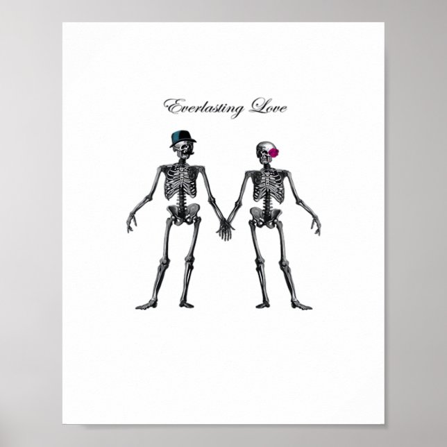 Gothic Skeleton Couple (Old Pink) Classic Poster (Front)