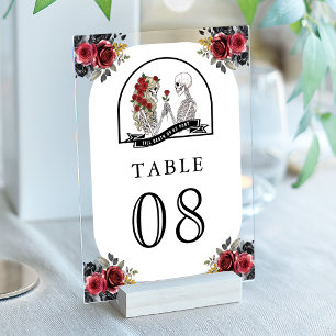 Gothic Skeleton Couple Roses Wedding Table Number