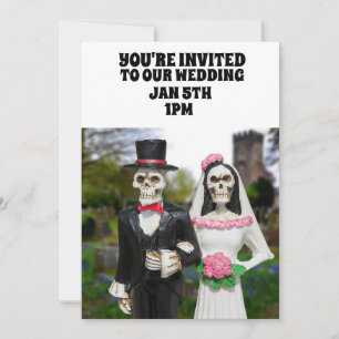 GOTHIC SKELETON COUPLE WEDDING CUSTOM INVITATIONS