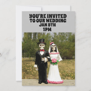 GOTHIC SKELETON COUPLE WEDDING CUSTOM INVITATIONS 