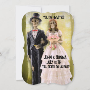 GOTHIC SKELETON COUPLE WEDDING CUSTOM INVITATIONS